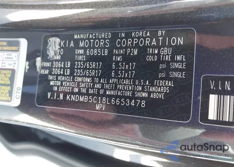 2020 Kia Sedona Lx z USA, uszkodzony, nr VIN KNDMB5C18L6653478